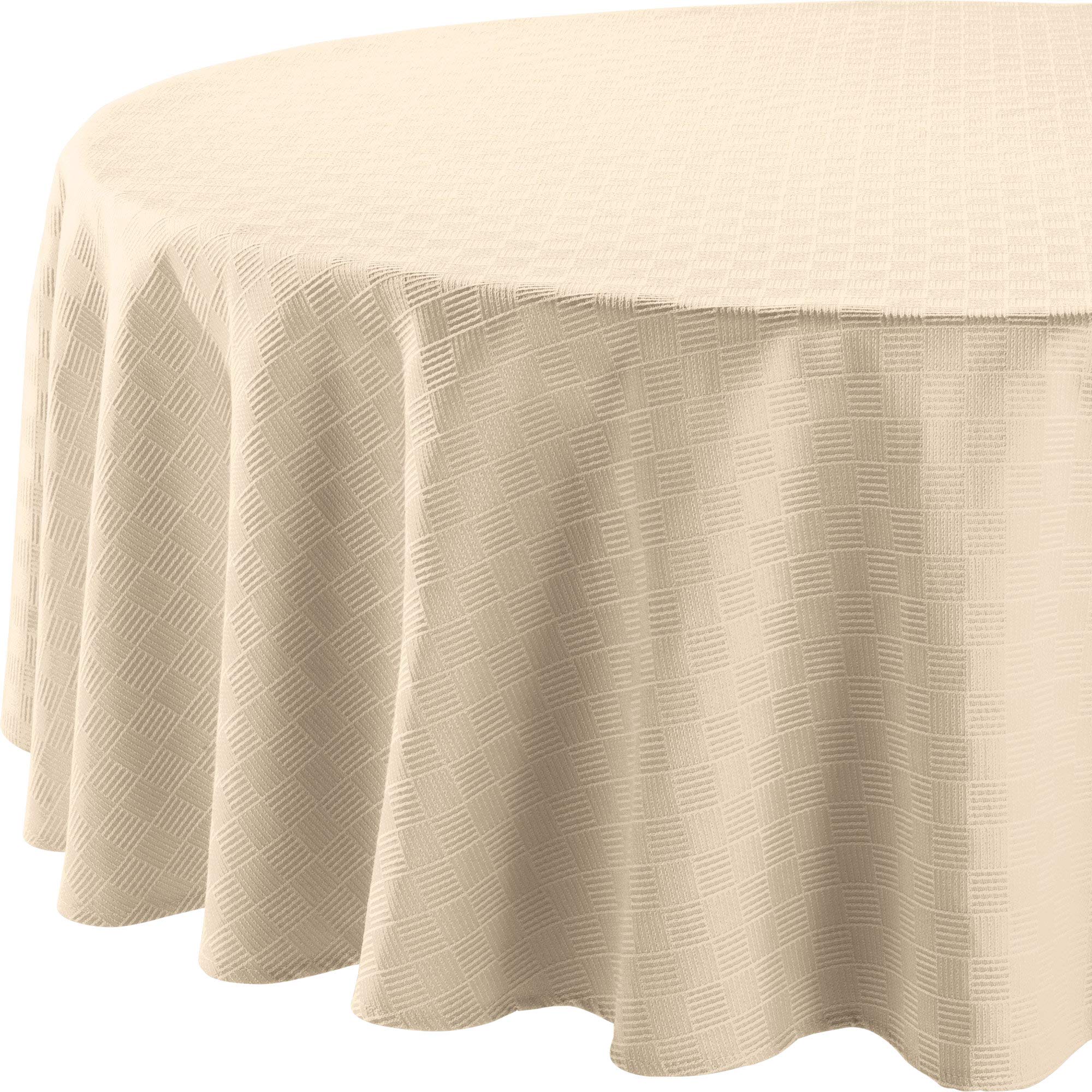 Erwin Müller Tischdecke, Tischwäsche Jacquard Karo, Paderborn Sekt Größe rund: 170 cm Ø - fleckabweisend, schmutzunempfindlich und leicht zu reinigen (weitere Farben, Größen)