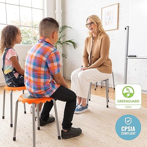 Miniatura 7 de ECR4Kids Daisy - Juego de taburetes apilables, asientos flexibles, color naranja, 8 piezas