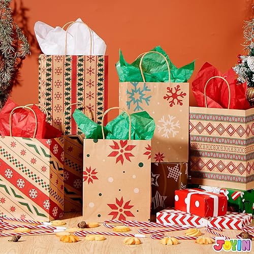 Miniatura 6 de JOYIN 48 bolsas de regalo de papel kraft de Navidad de 7 x 9 x 3.5 pulgadas para regalos, decoración de suministros de fiesta, bolsas de dulces de