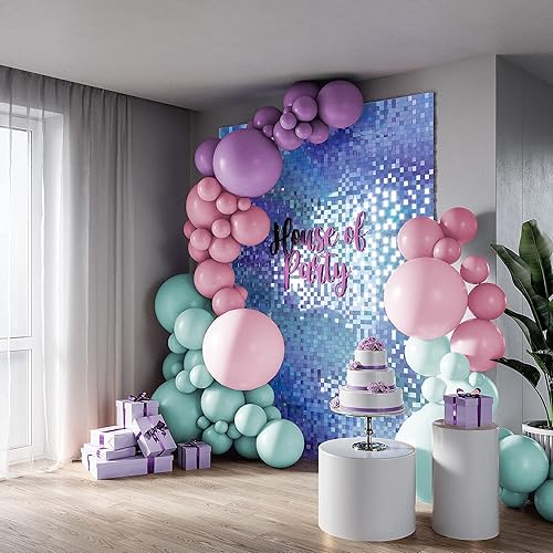 Miniatura 8 de HOUSE OF PARTY - Paneles de fondo de pared con lentejuelas cuadradas de arcoíris (paquete de 24 unidades), fondo de fotos con purpurina para