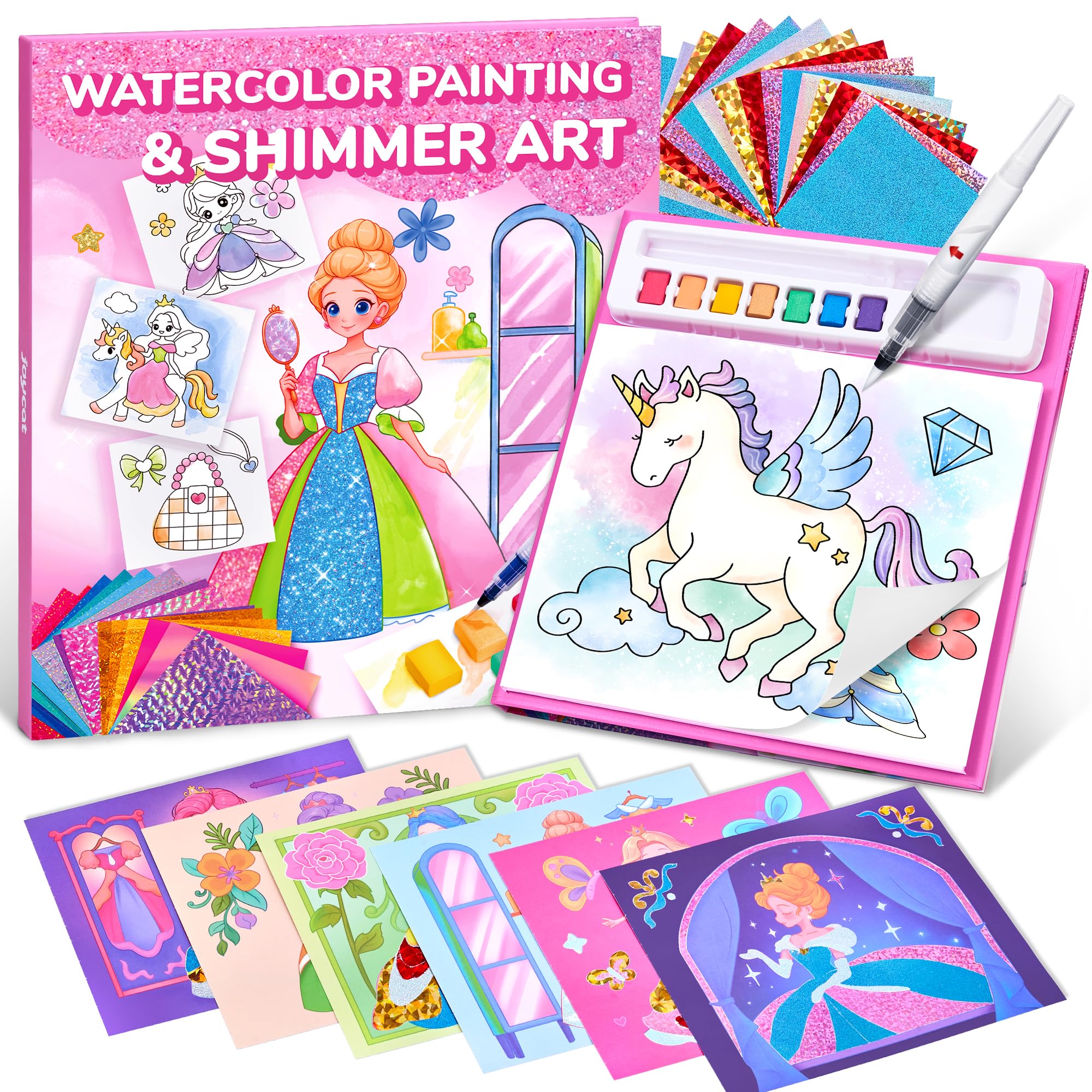 JoyCat Libri da colorare con acqua, Attività artistiche e creative, Arte senza disordine Principessa per bambini 4-8 anni, Kit e forniture creative, Attività fai-da-te, Regali per ragazze e ragazzi