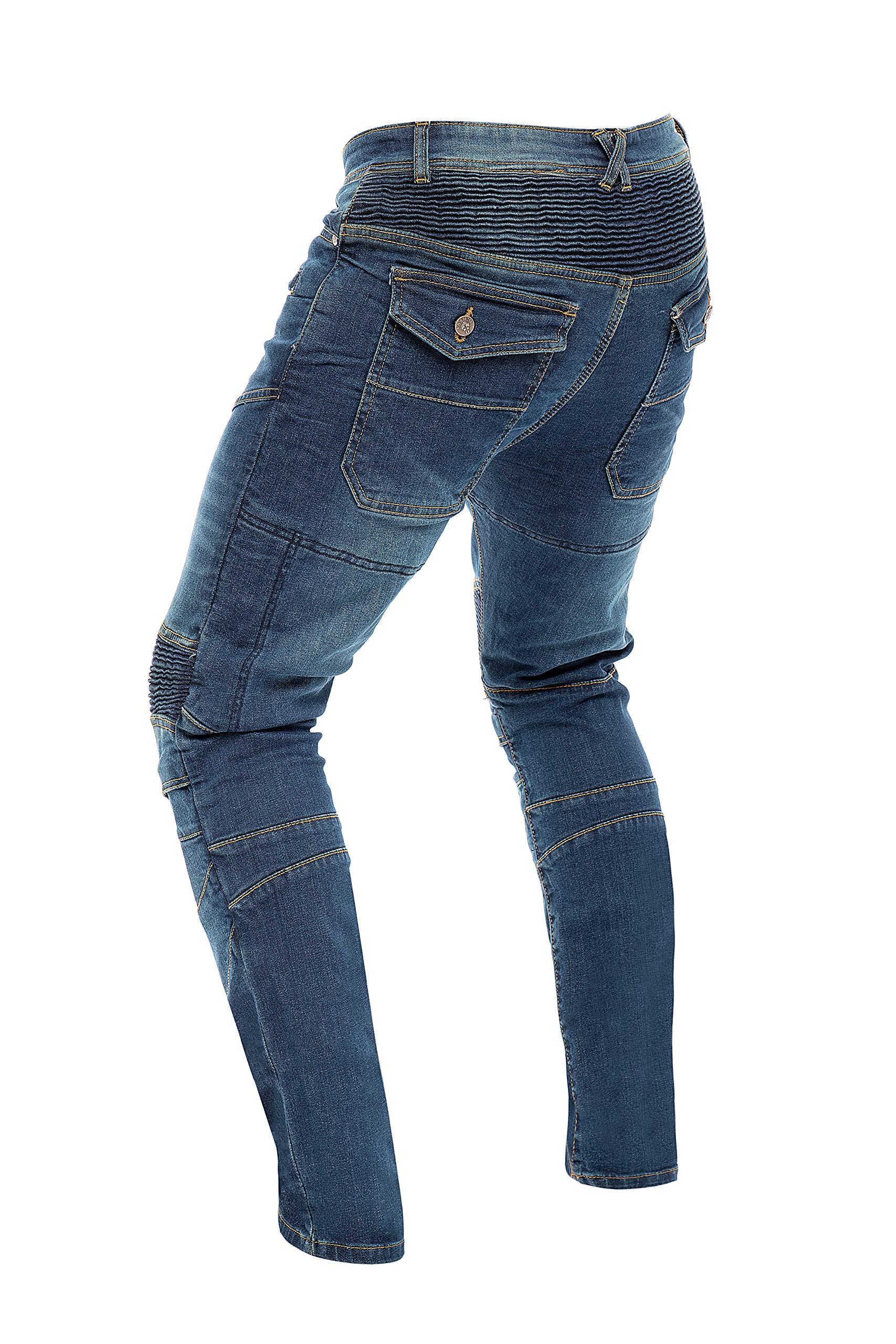 Skylinewears Men Motorcycle Pants Reinforced Riding Jeans with Durable Lining and Hip & Knee Pads K05 Blue 36W x 32L