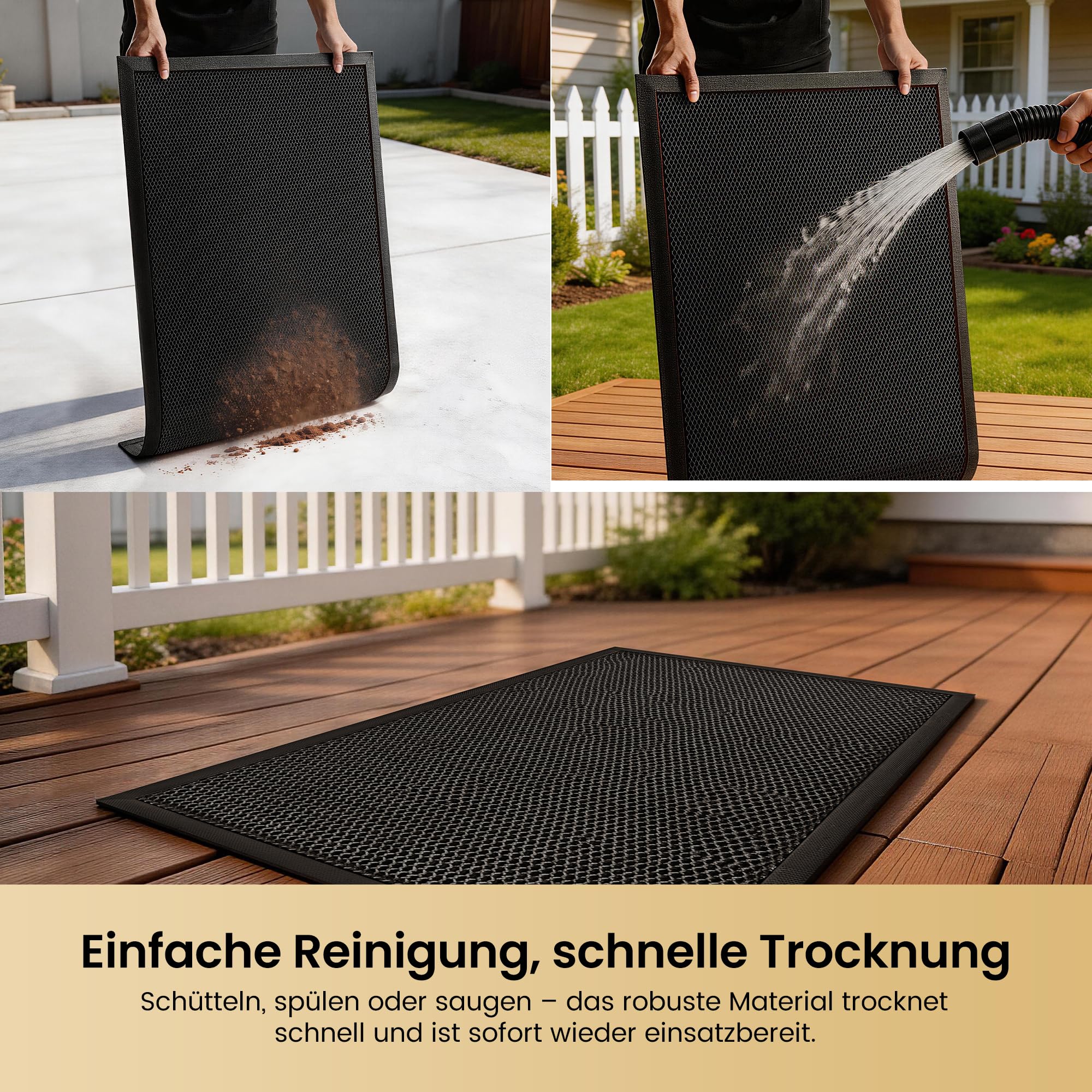 Fußmatte Außen rutschfest 60x90cm, Abtreter Fussmatte Aussen wetterfest Schmutzfangmatte waschbar Türmatte Outdoor, Eingangsteppich Draußen Fußabtreter für Innen, Außen, Haustür, Dunkelgrau