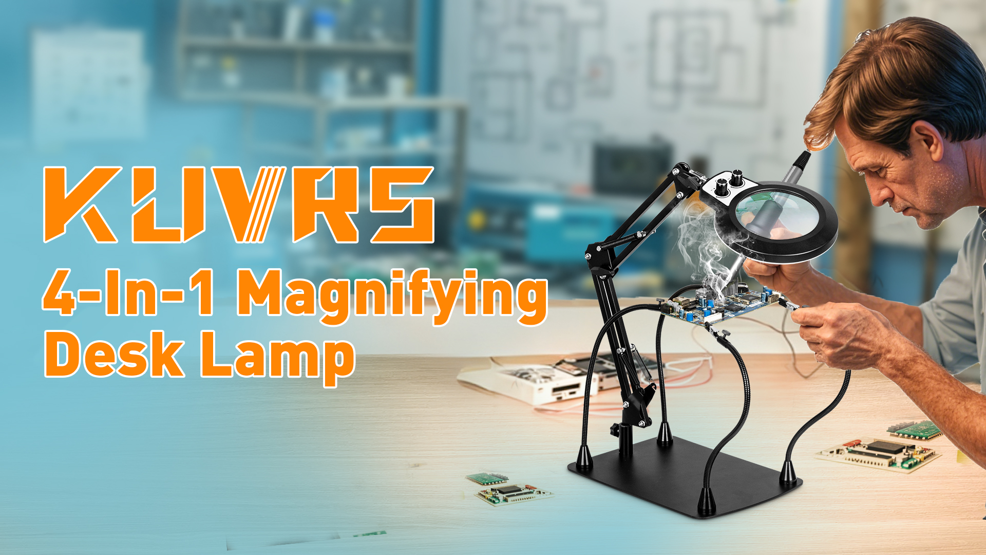 KUVRS 10X Magnifying Glass With Light And Stand, 3 Color LED Magnifying - View #5