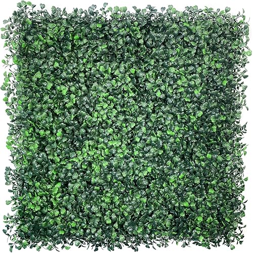 Artificial Grass Wall Panel,12Pcs 20*20" Uv Protected Greenery Garden Fence, High Density Privacy Hedge Screen Wall for Backyard,No Smell Green Square,Thick Faux Boxwood Greenery Backdrop Patio