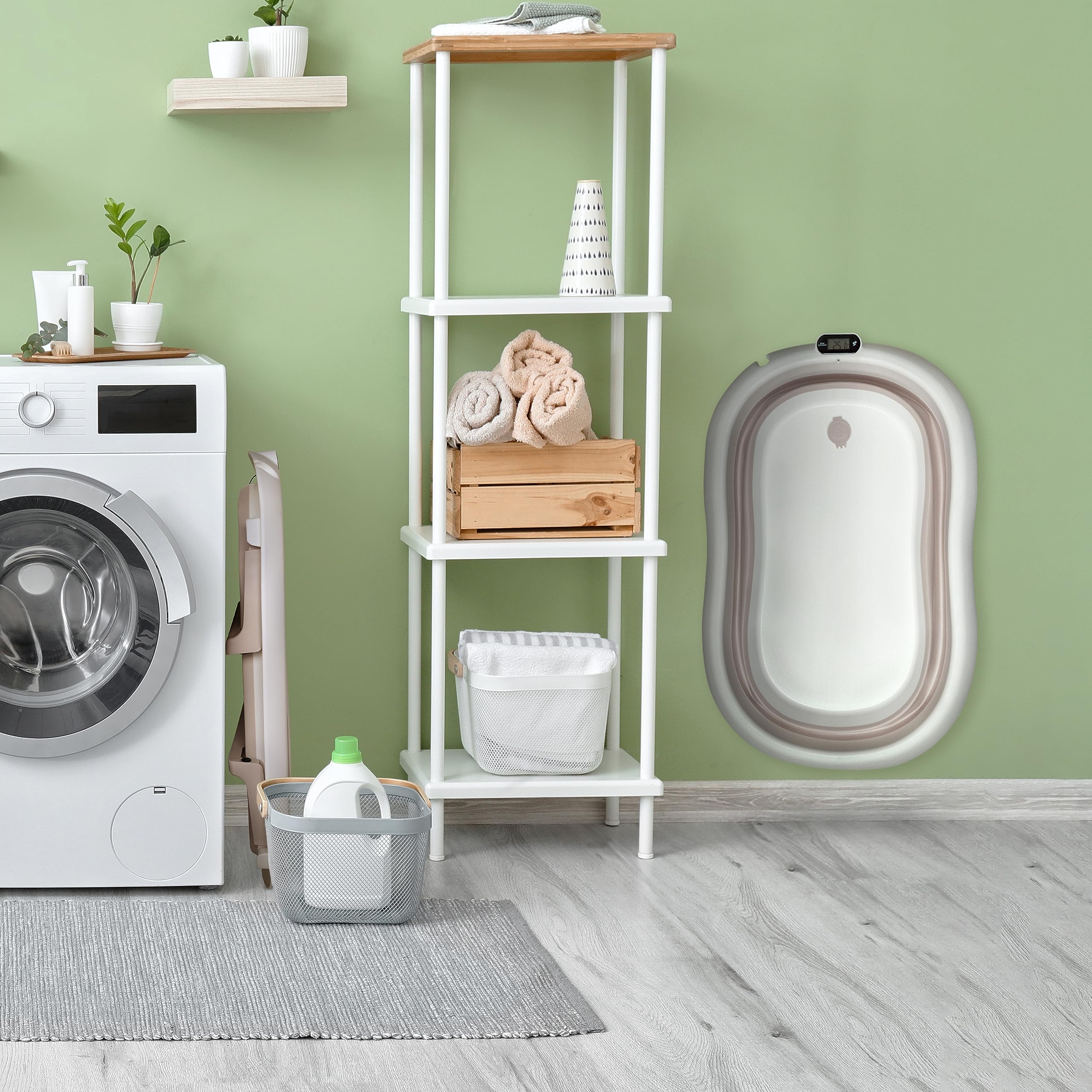 Bañera Plegable Bebé 80cm - Banheira Bebe con Termómetro y Cojín de Baño | Con termómetro y cojín de baño para bebé para niños Bañera portátil