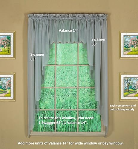 Miniatura 5 de Today's Curtain Emelia Cenefa de gasa original de 14 pulgadas, gris, 60 pulgadas de ancho x 14 pulgadas de largo