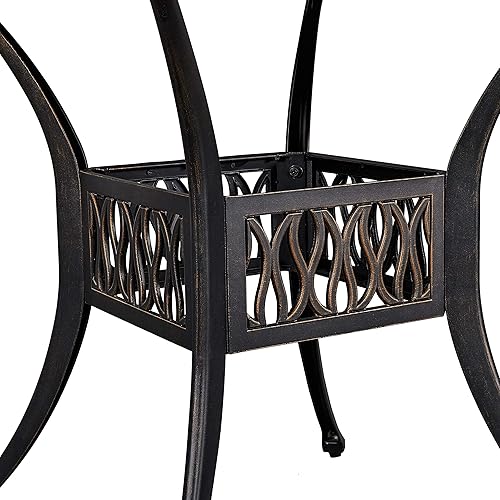Miniatura 8 de Yaheetech Mesa bistró de patio con agujero para paraguas, muebles de exterior, mesa de comedor de aluminio para jardín, patio trasero, porche, balcón