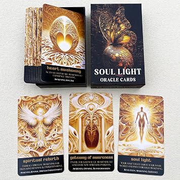 QCFQCF Soul Light Oracle Cards, Cosmic Guidance Oracle Deck, Spiritual Oracle Cards to Explore Cosmic Wisdom and Intuitive Insights