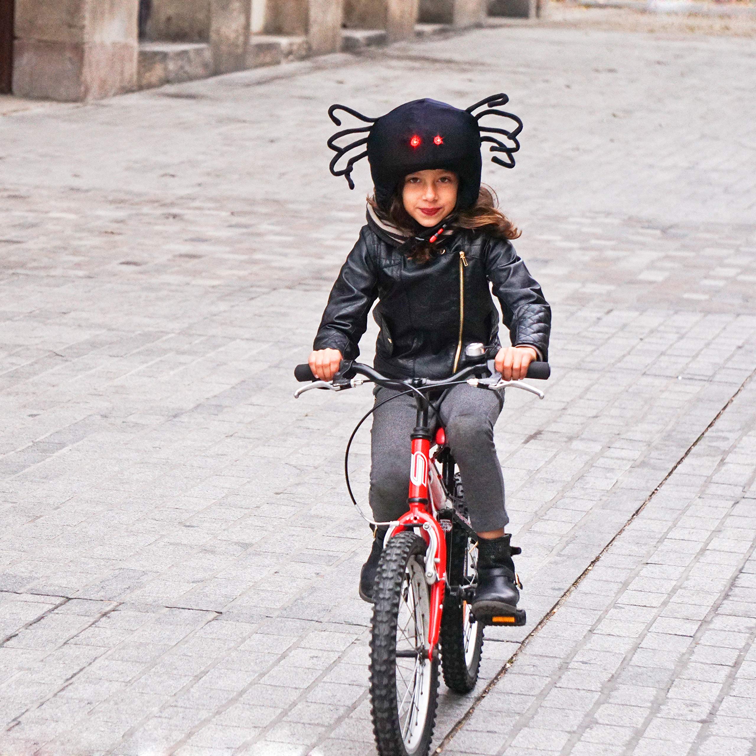 COOLCASC Funda para Casco LED – con Luces para Visibilidad y Seguridad – Compatible con Casco de Bici, Esquí y Skate – Niños y Adultos – Talla Única – Diseño Divertido