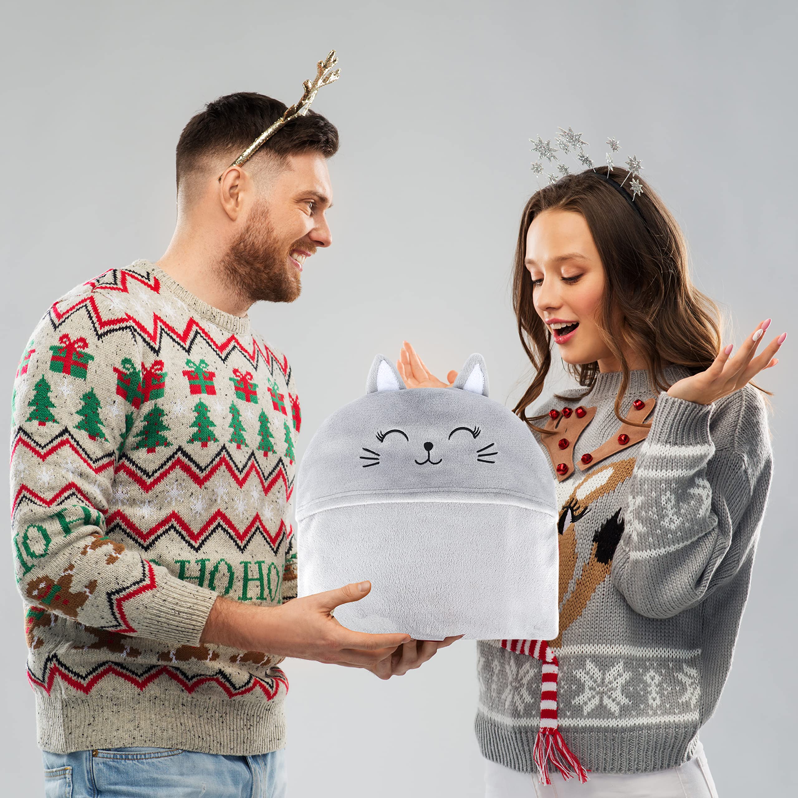 Shoppawhile Coperta con Maniche e Cappuccio Regali per Amanti dei Gatti Flanella Plaid con Maniche 130×150 cm Regalo Donna Compleanno Natale Divertente Coperta Gatto Indossabile