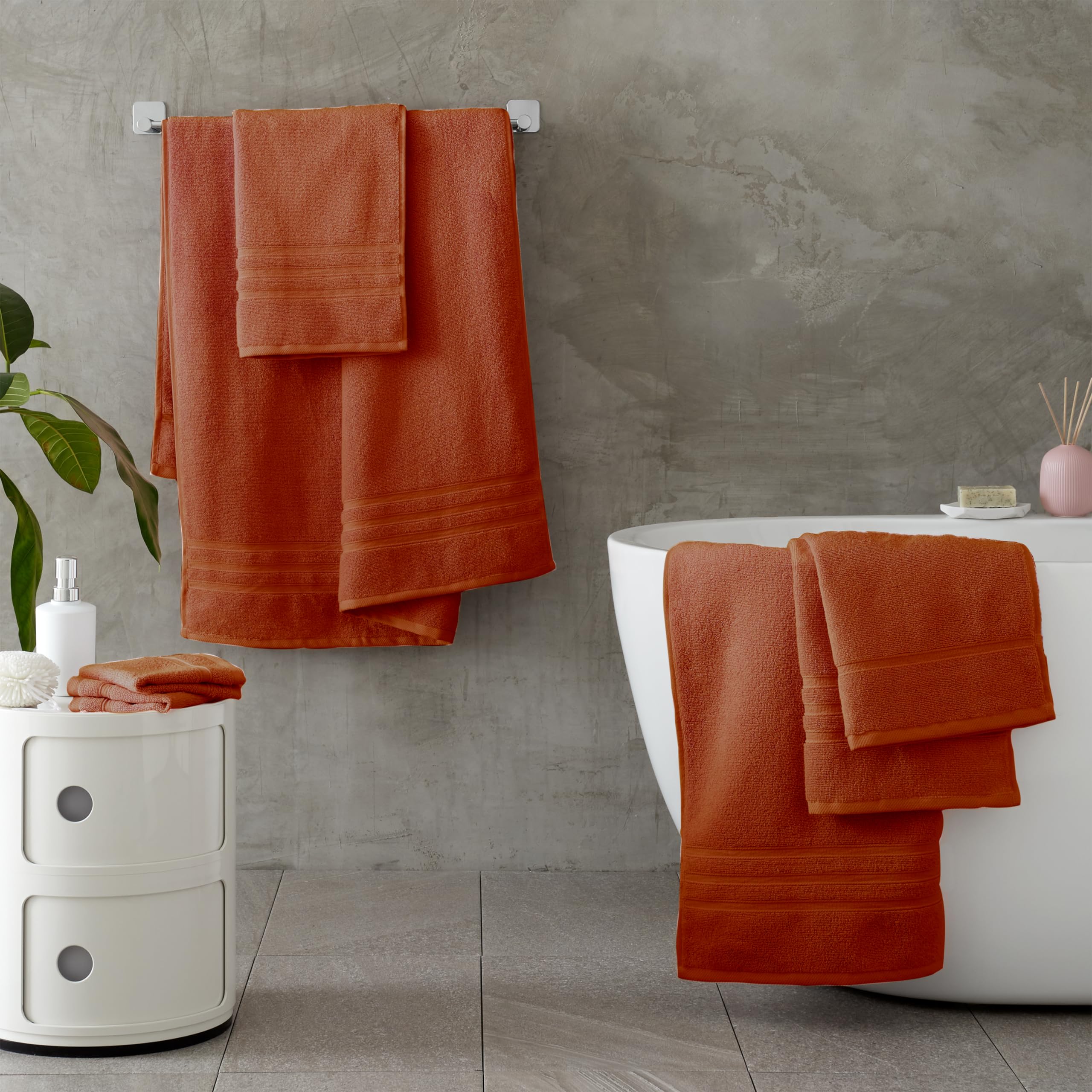 Tappetino Da Bagno In Cotone 100% | Modello Lagoon 45x70cm | Colore Terracotta | Morbido E Assorbente - Foto 2