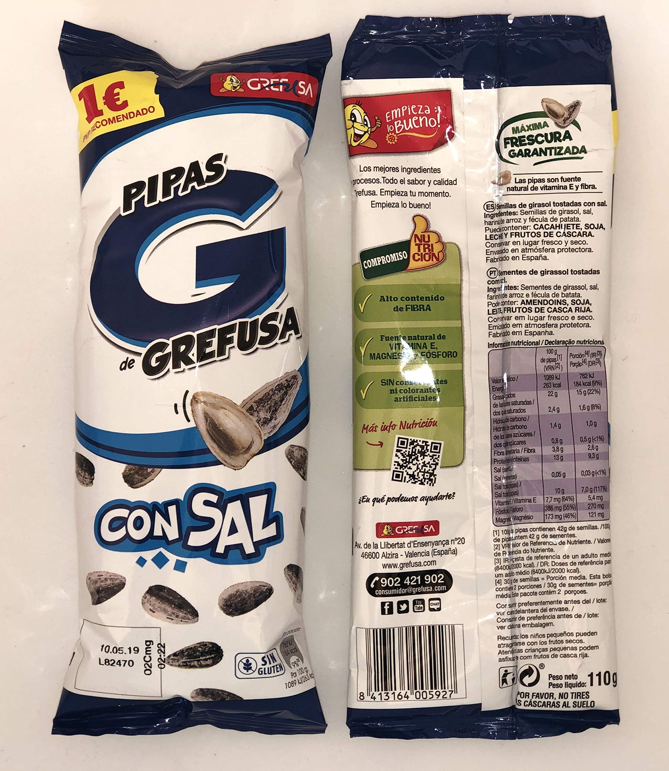 Pipas G con Sal GREFUSA Bolsa [Pack 14 x 143 g]