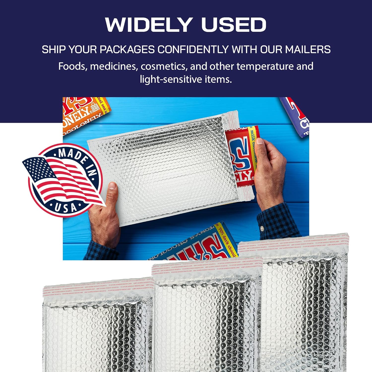 Thermal Bubble Mailer 18x23, 50/Ct Cool Bubble Mailers Insulated Mailers, Foil Mailing Envelopes, Waterproof Shipping Metallic Bubble Mailers Foil Envelope for cold Shipping, Storage.