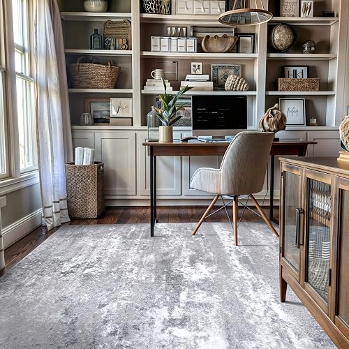 Rugshop Distressed Modern Bohemian Abstract Area Rug Gray 5' x