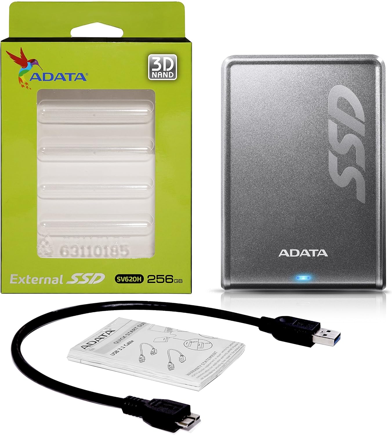 ADATA SV620H 256GB USB 3.0 External Solid State Drive (ASV620H-256GU3-CTI)