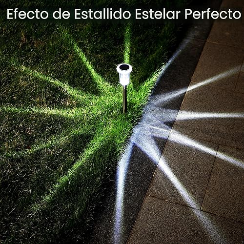 Miniatura 2 de Faroles solares para exteriores, juego de 10 luces impermeables de acero inoxidable para camino, jardín, sendero, entrada, césped, patio, decoración