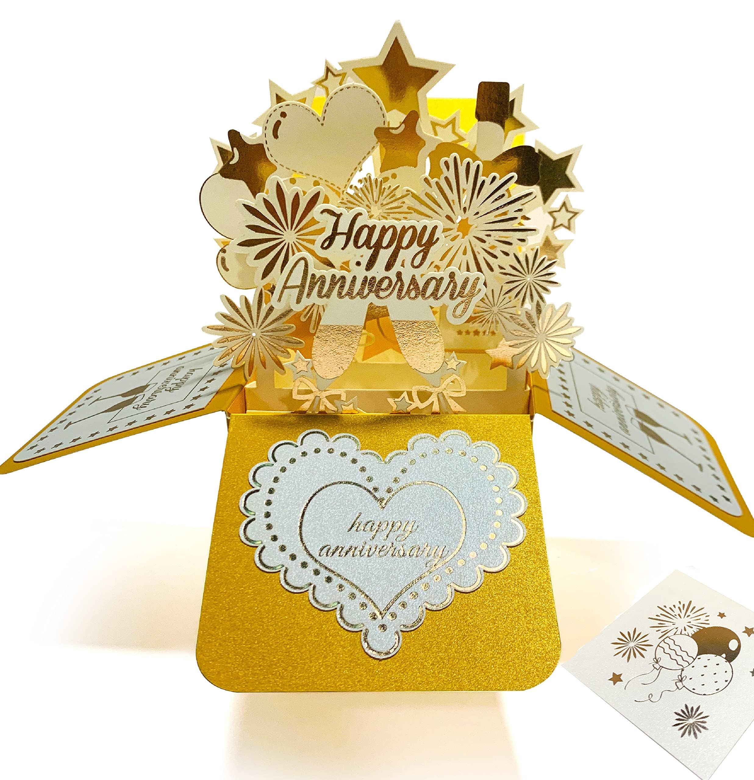 Anniversary Card, 3D Pop Up Greeting Cards, Valentines Day Card, Handmade Love Romantic Commemorative Card with Envelopes and Blank Labels, Anniversary Cards for Her, Couple, Him, Handmade Design