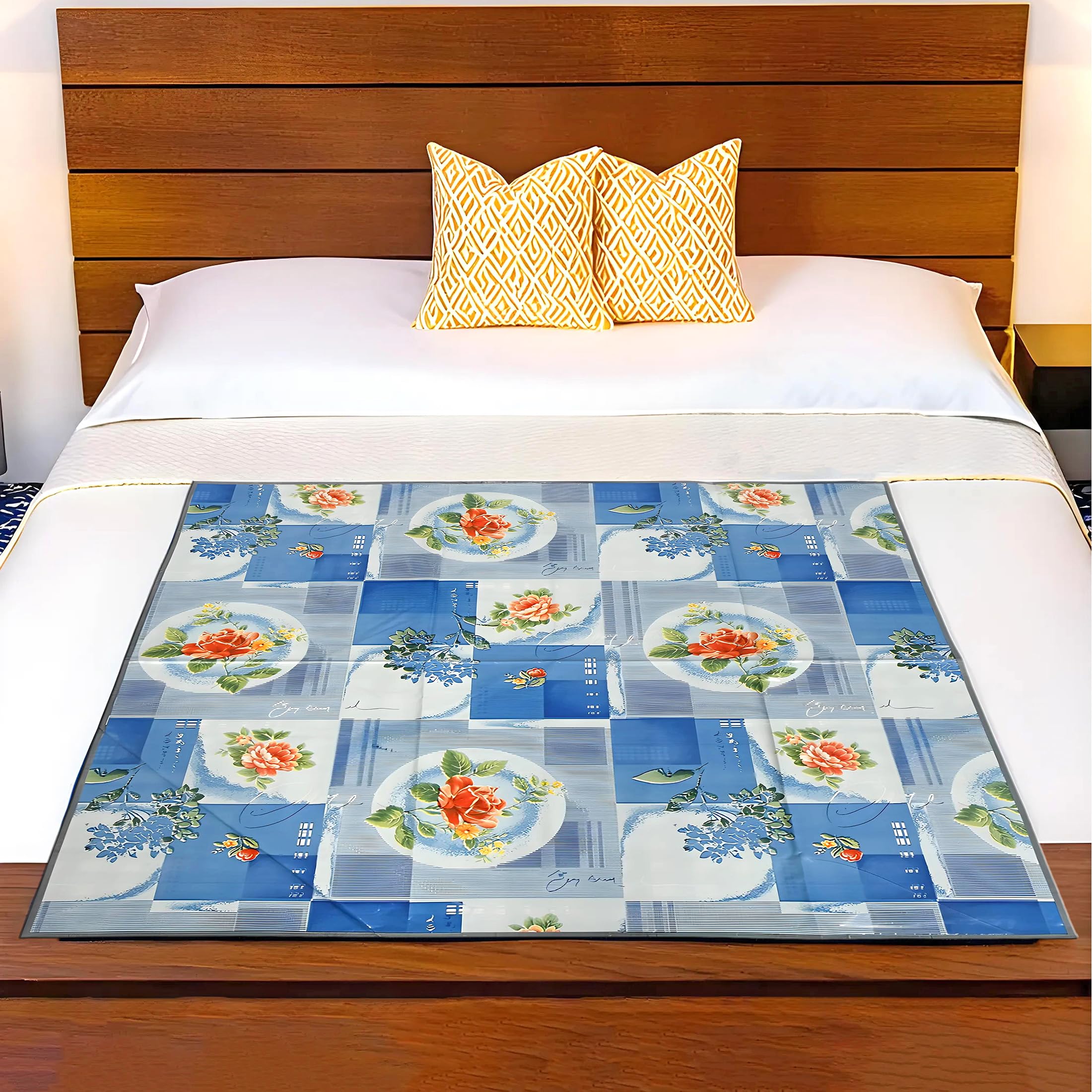 Kuber Industries PVC Floral Print Both Sided Bed Server Food Mat, Bedsheet Protector for Home 36"x36" (Blue) 54KM4338 (B0B42H3BCN) Amazon Price History, Amazon Price Tracker