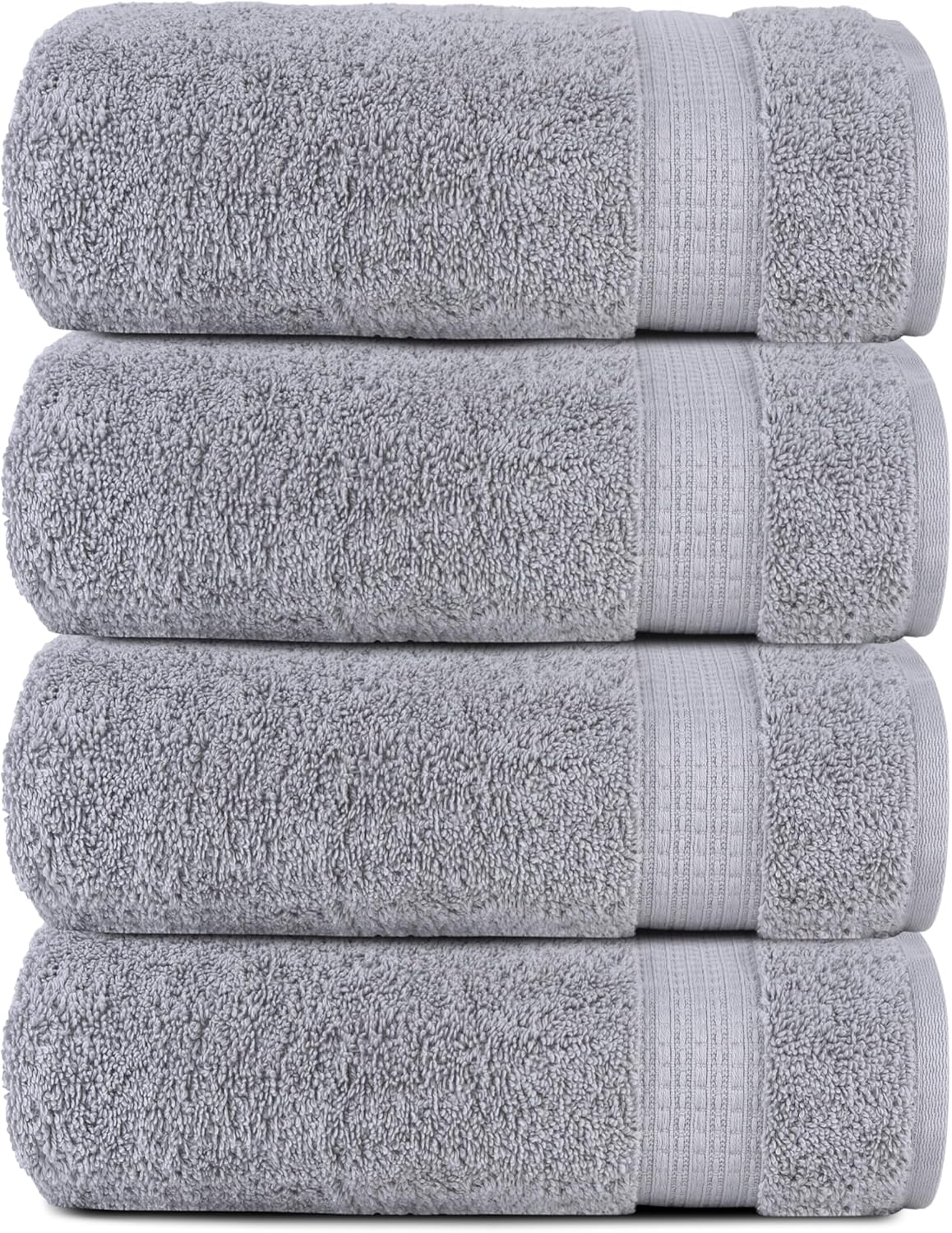 Organix Luxury 4 Pack Premium Bath Towels, (30x60 Inches) 100% Cotton, Lightweight and Highly Absorbent Quick Drying Towels, Perfect for Daily Use, Long Durability, Light Grey