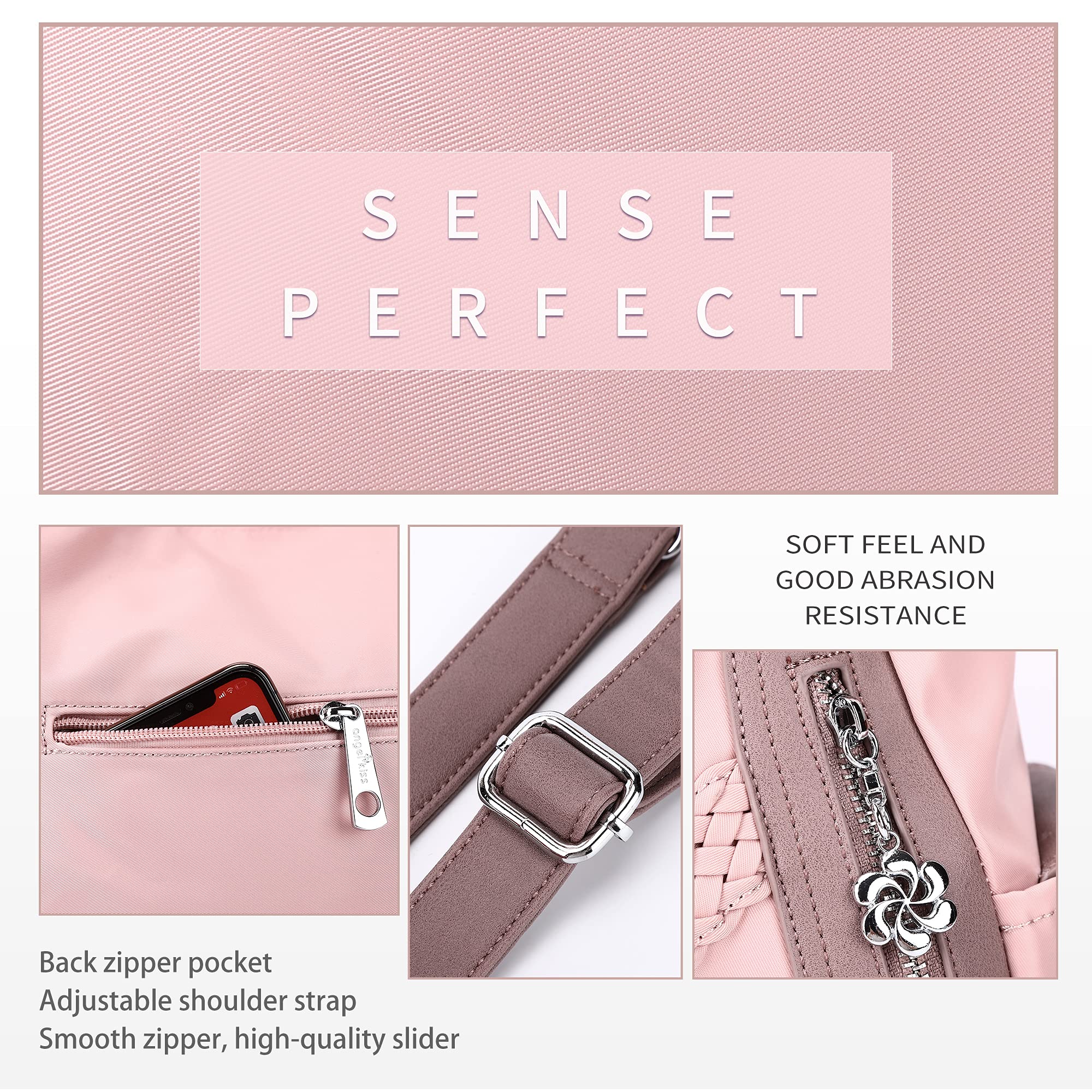 Purses and Handbags Women Fashion Tote Bag Shoulder Bags Top Handle Satchel Purses Washed Synthetic Leather Handbag: 13.8*4.7*11.8 inches Nylon-pink
