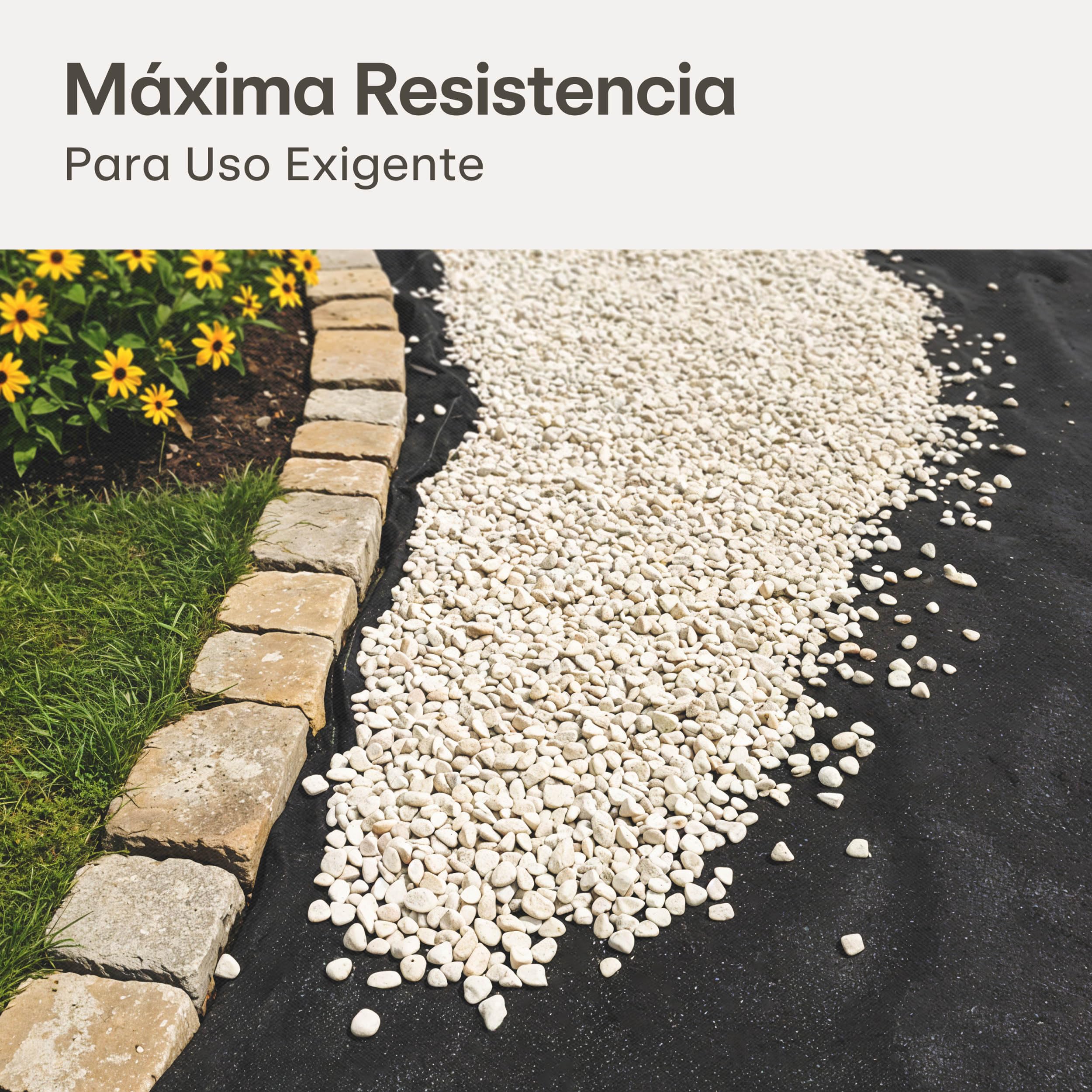 Praknu Malla Antihierbas Geotextil 150g/m² con 12 Anclajes – Extra Resistente & Antidesgarros – 25m² Malla para Mulching & Control de Maleza – Ideal para Caminos, Grava & Jardines de Piedra