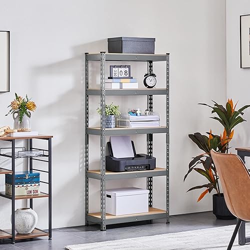 Miniatura 2 de Topeakmart 4 estantes utilitarios de 5 niveles, estantes de almacenamiento de metal, estantería de garaje, estantes de almacenamiento ajustables