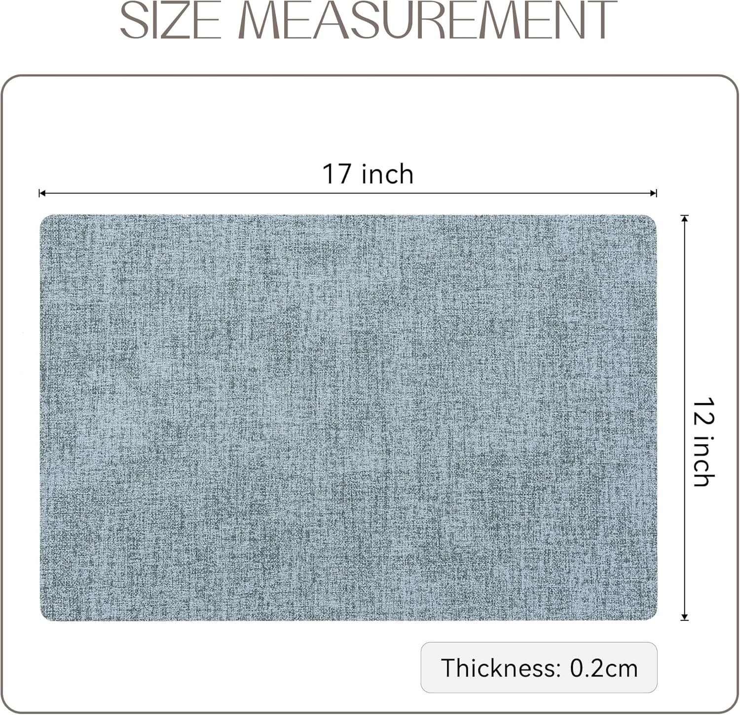 Romanstile Vinyl Placemats Set of 12-12 X 17 Inch - Faux Leather 100% Waterproof Oil-Proof Wipeable Place Mats, Heat Resistant Reversible PU Table Mats for Kitchen Dining Party Outdoor, Sky Blue