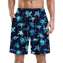 Mens Pajamas Shorts Lightweight Summer Pjs Sleepwear Soft Comfy Loungewear Bottom Print with Pocket