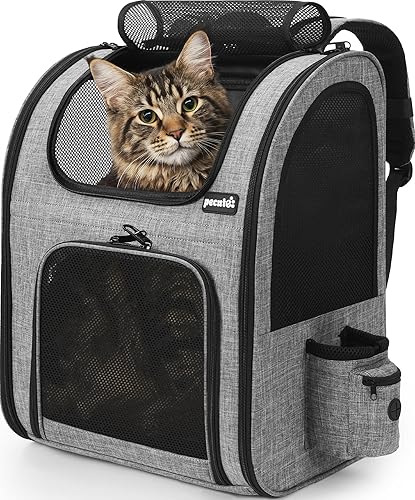 Pecute Mochila para gatos, mochilas para gatos adultos con malla transpirable, mochila plegable para perros pequeños, mochila para mascotas con