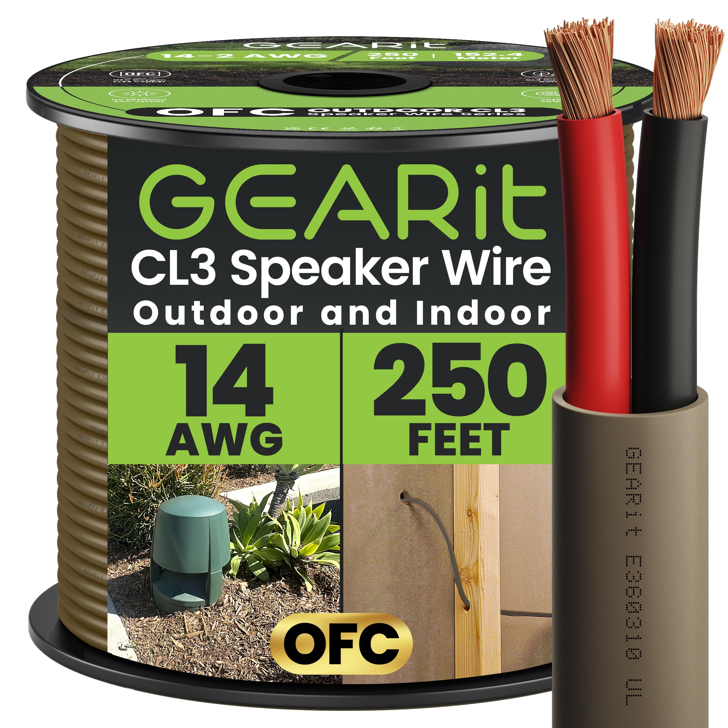 Câble enceinte 12AWG extérieur brun pour sonoriser votre jardin et terrasse sur 300m