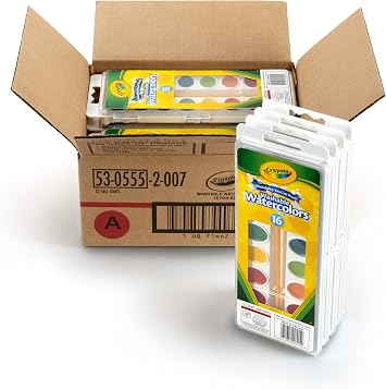 Crayola Washable Watercolor Paint Set, Bulk Art Supplies, Case of 12, 16Count