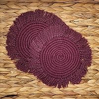 Vista 6 de Posavasos de macramé 100% algodón hechos a mano en la India, elegante y absorbente de 6 pulgadas, juego de posavasos redondos bohemios con borlas