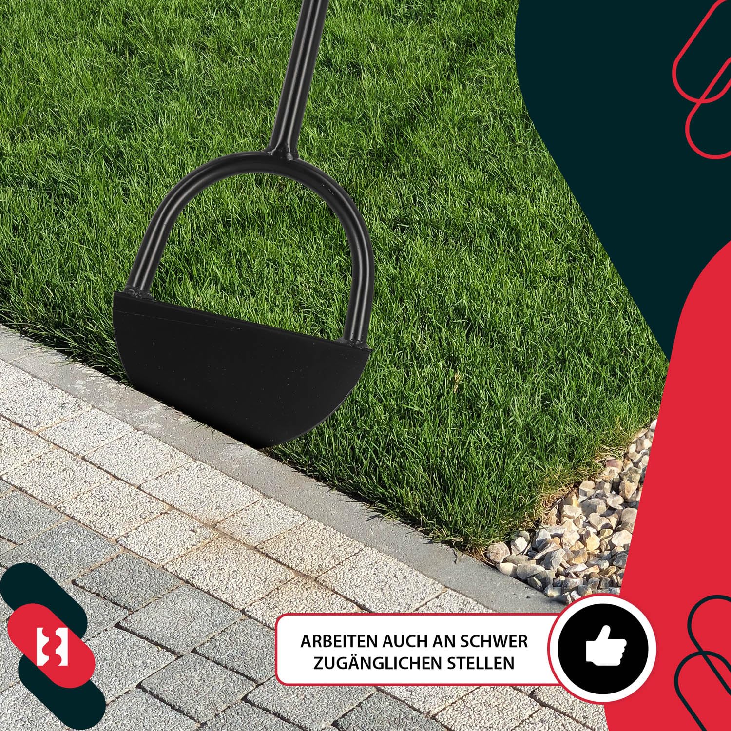 KOTARBAU® Rasenkantenstecher - Rasenkanten - 23 cm Stahlstiel 113 cm - Garten Werkzeug - Kantenschneider Rasen - Halbrund - Unkrautstecher - Verstärkt