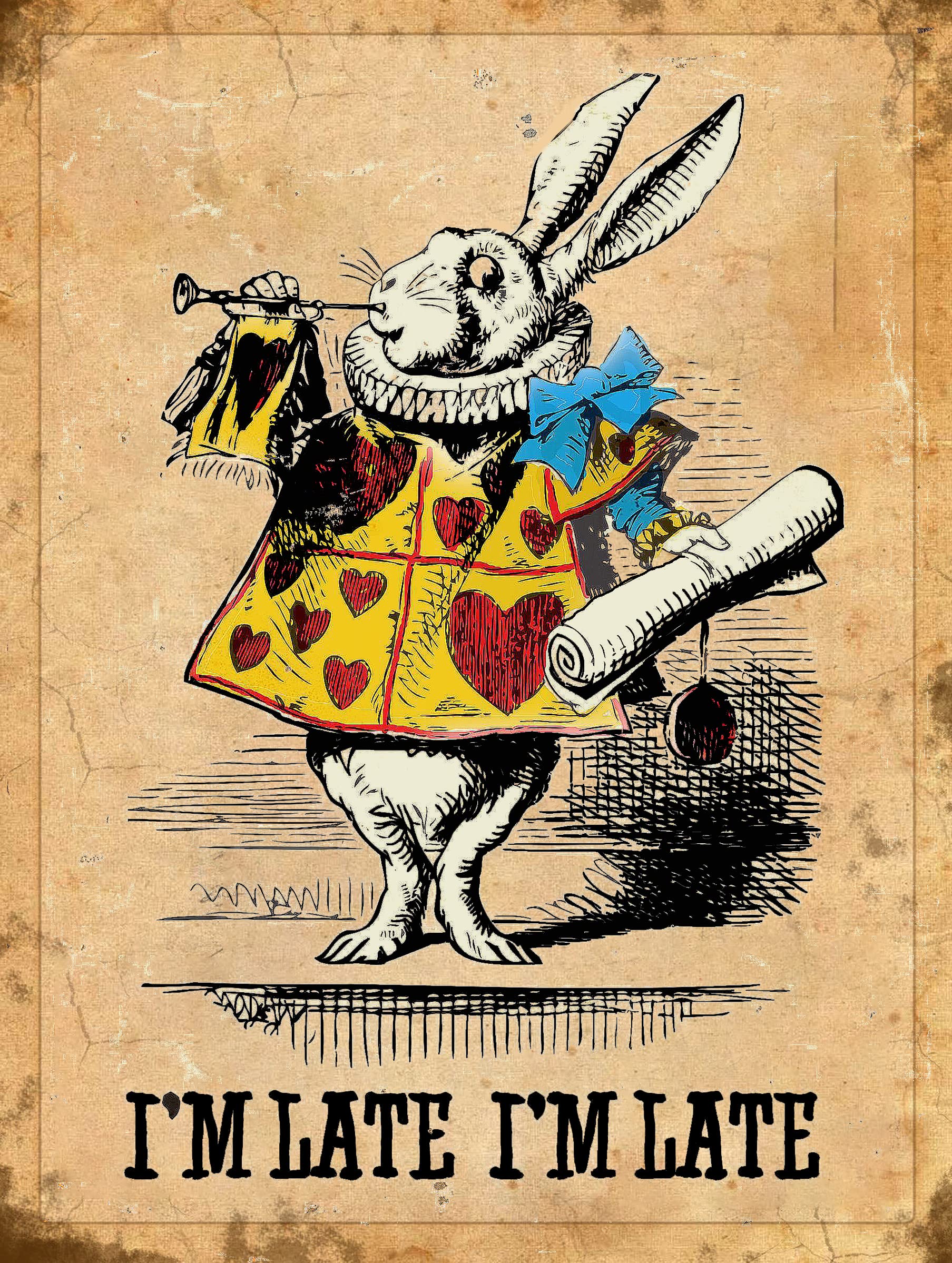 Shawprint Limited Alice In wonderland Metal Sign I’m Late I’m Late RETRO METAL TIN WALL ART NOVELTY GIFT 10" x 8" L805M