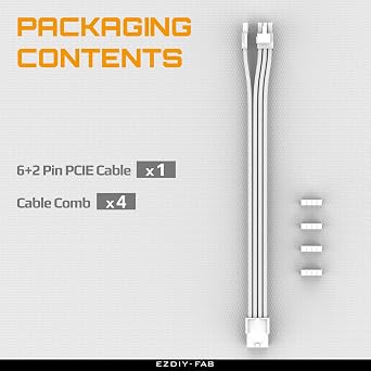 EZDIY-FAB PCIE 8-Pin Female to 8-Pin (6+2) Male Power Supply Adapter Extension Cable for Graphics Card or PCIE Device 11.8 inch (30 cm)-All White