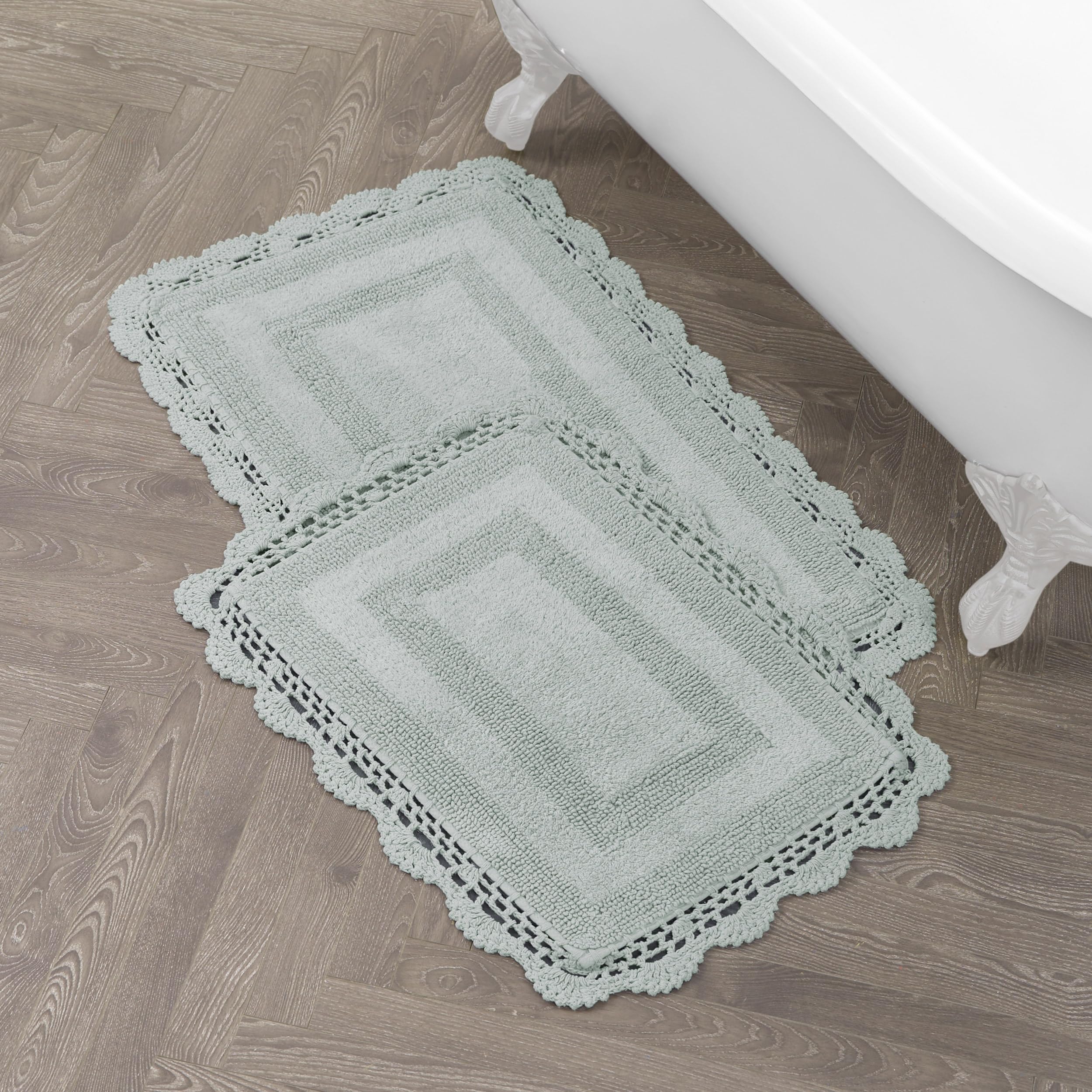 Amazon.com: Laura Ashley Absorbent Bath Mat Reversible Crochet