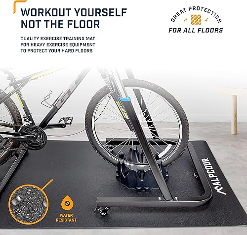 Miniatura 4 de Alpcour Soporte fluido para bicicleta para montar en interiores, con escritorio portátil multitarea, con alfombrilla de entrenamiento multiusos para