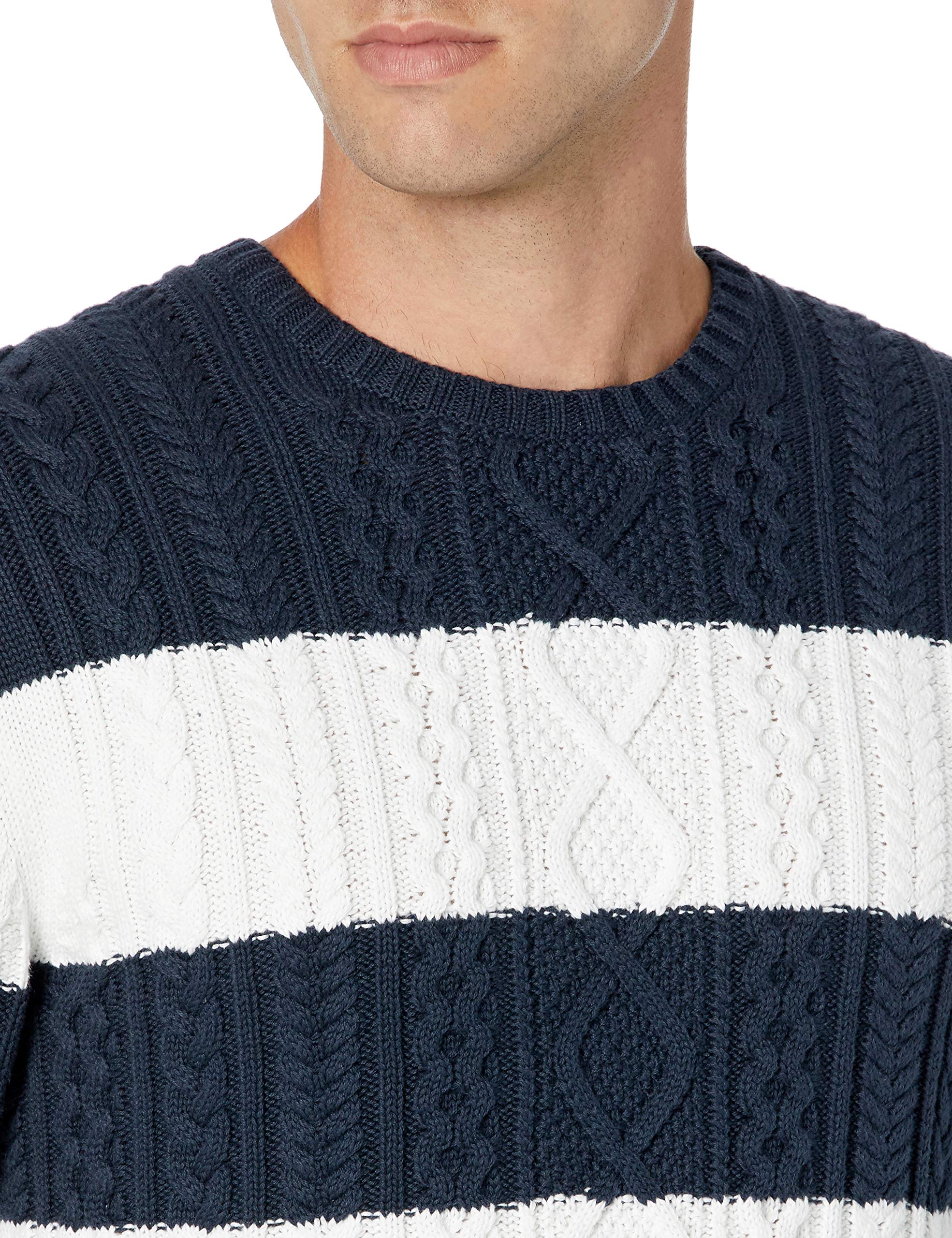 Amazon Essentials Maglione da Pescatore Girocollo a Coste a Manica Lunga in Cotone 100% Uomo