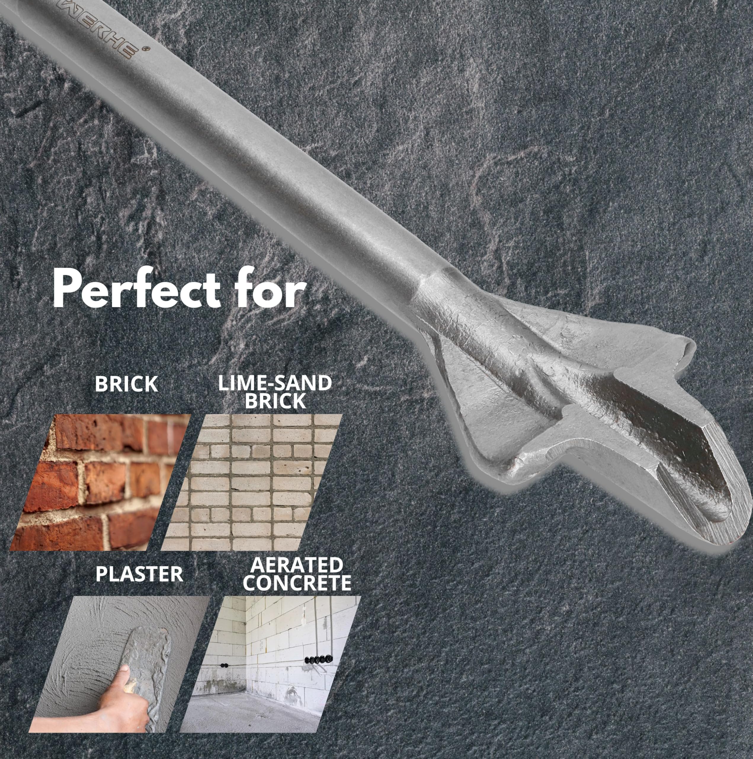 WERHE® SDS MAX 60 x 300 mm cincel volante - cincel de canal para martillo perforador - gubia para cincelar en ladrillo y hormigón
