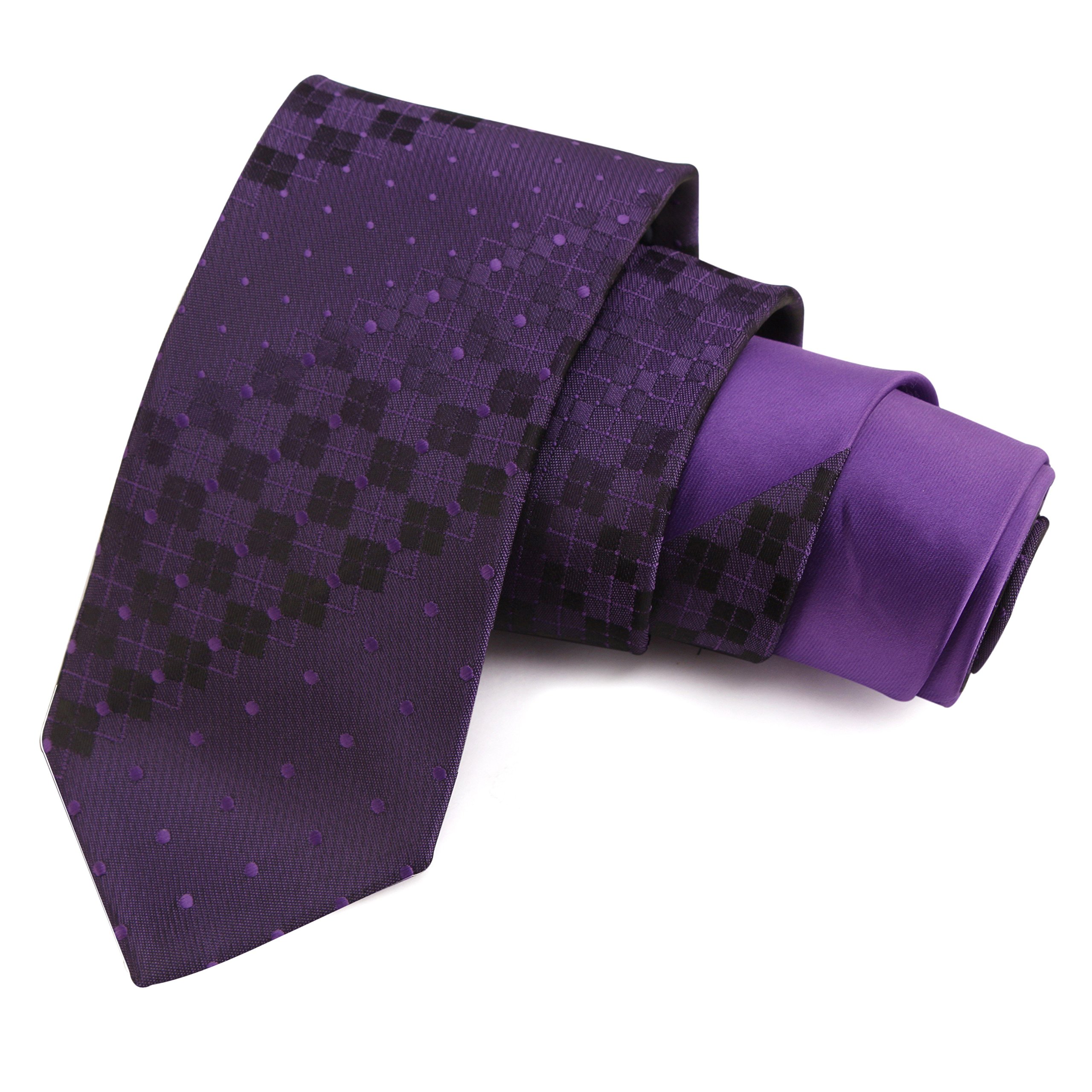 peluche Charming Purple & Black Colored Microfiber Necktie for Men-picture-4