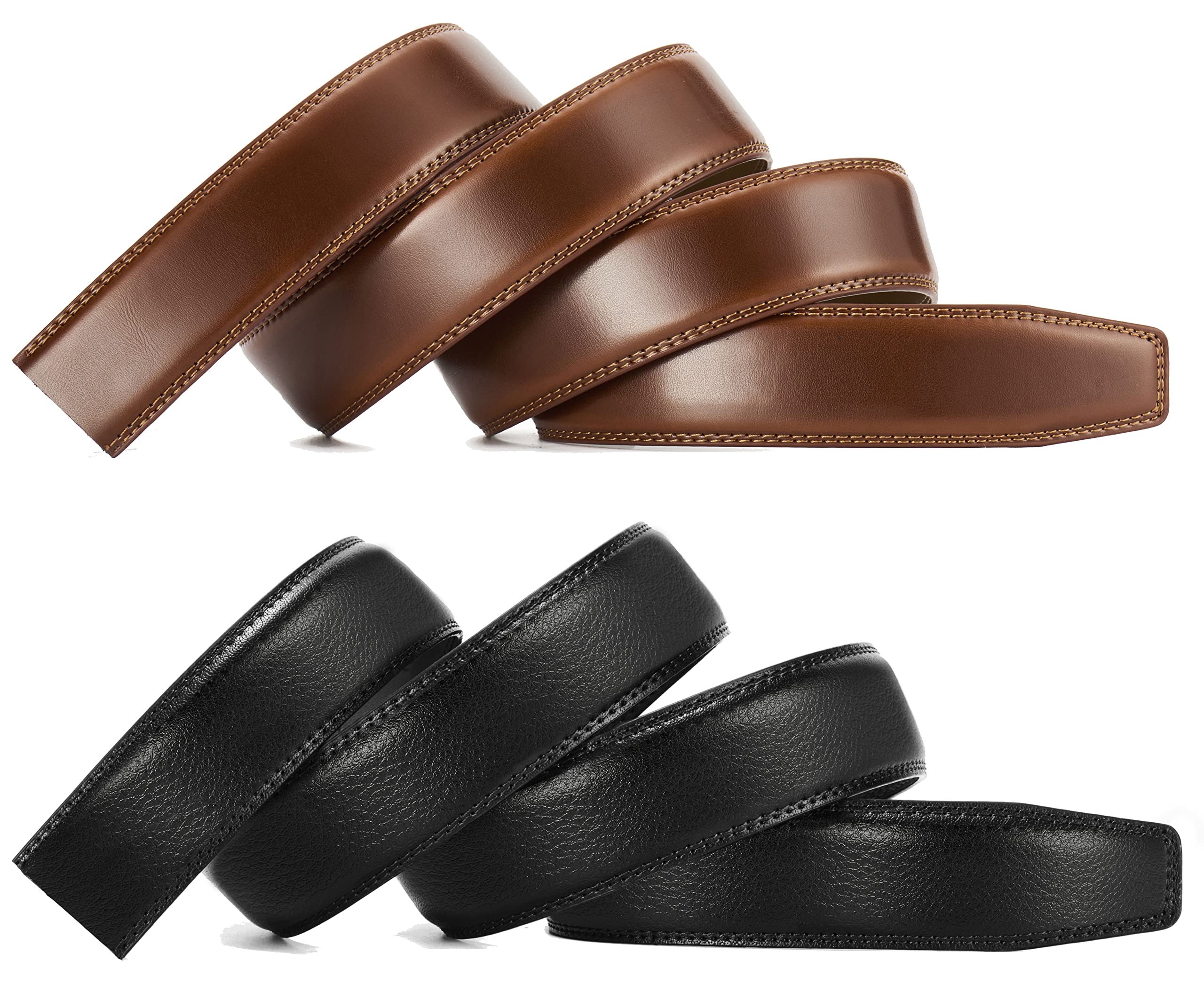 CHAOREN Cinturones Hombre, Cinturón Hombre Cuero 2 Piezas con Hebilla Automática de Trinquete, Ancho 3.5CM-Tamaño Ajustable
