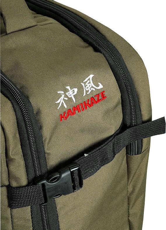 Kamikaze Travel Backpack, 46 x 38 x 20 cm, 35L, for 17 Inch Laptop, Carry-on, Red/Black/Olive Green, red, 35 Litros