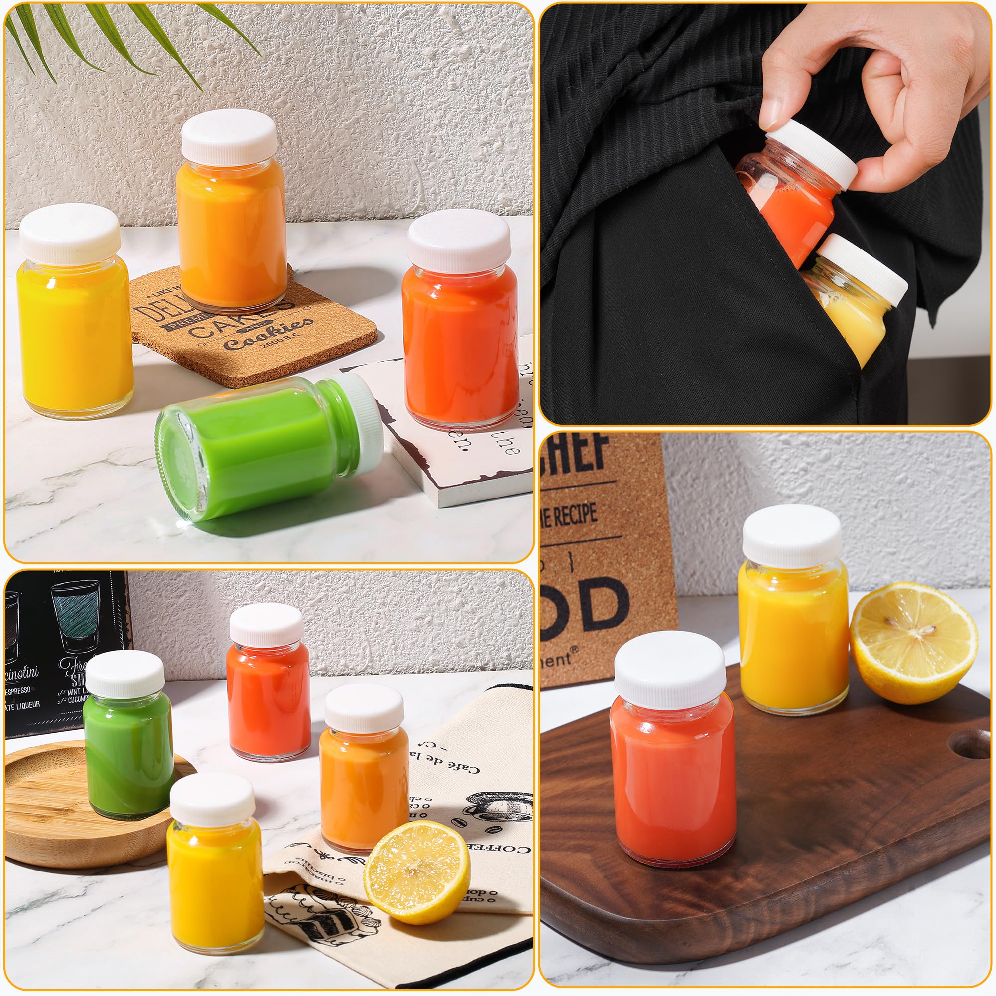 Gowkeey 12er Set Mini Glasflaschen 60ml Mit Deckel - Inklusive Trichter, Etiketten & Stift Für Shots Und Öle