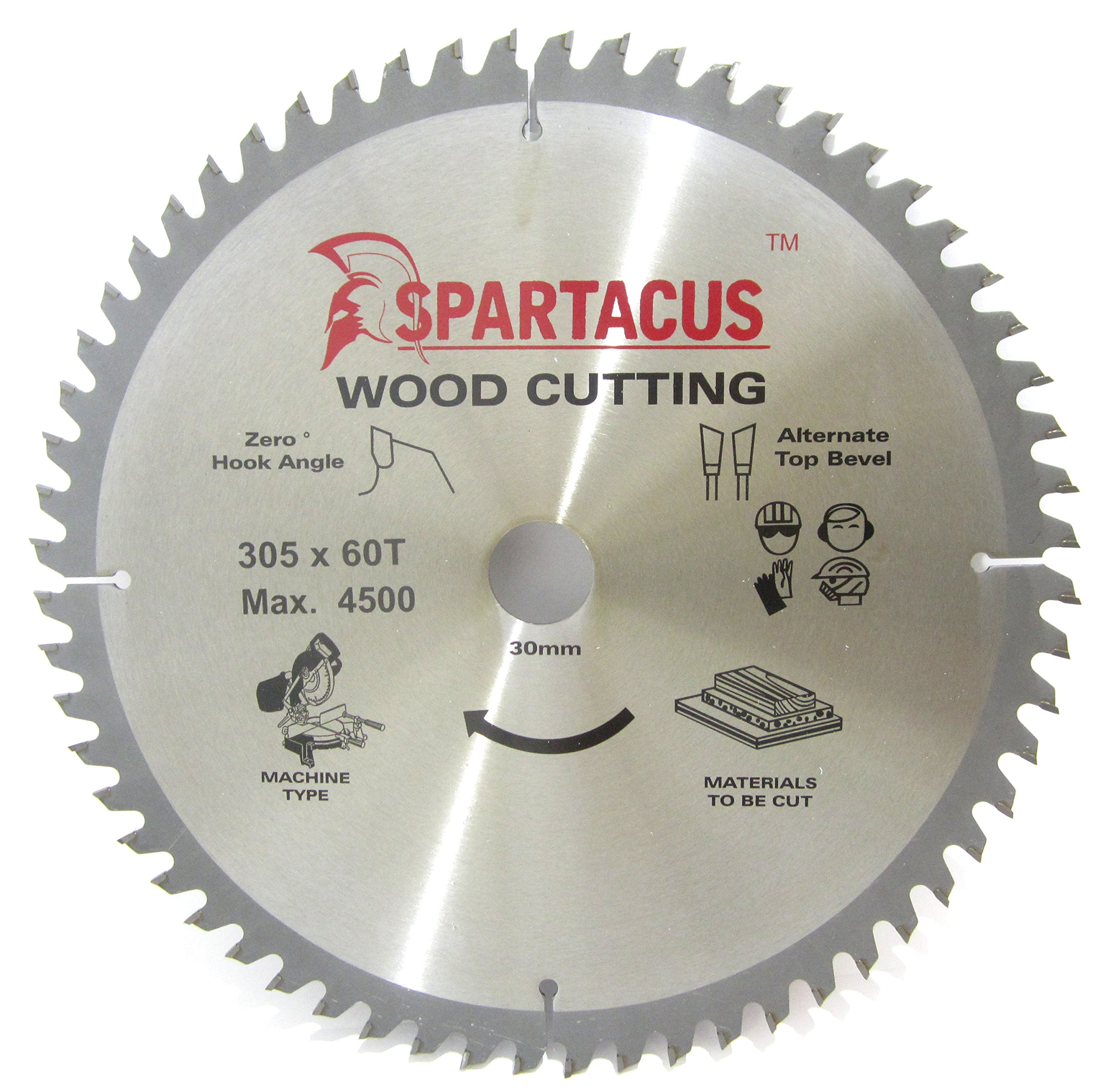 Spartacus 305Mm Diameter X 60 Teeth X 30Mm Bore Wood Cutting Mitre Chop Saw Blade Fits Lumberjack Lj305scms-D