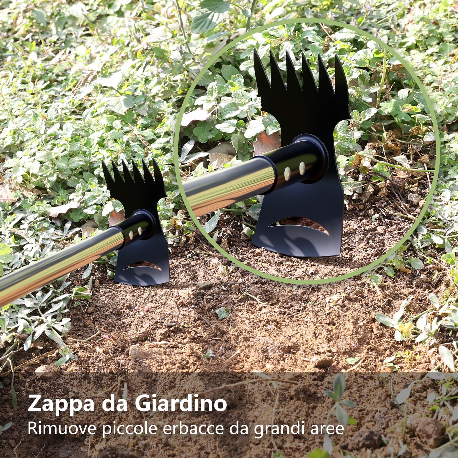 Mitclear Attrezzo per Rimuovere delle Erbacce con Manico Lungo(148cm), Rastrello per Diserbo e Zappa da Giardinaggio, Attrezzi da Giardino per Scavo del Terreno, Rimuove Erbacce, Cura del Prato