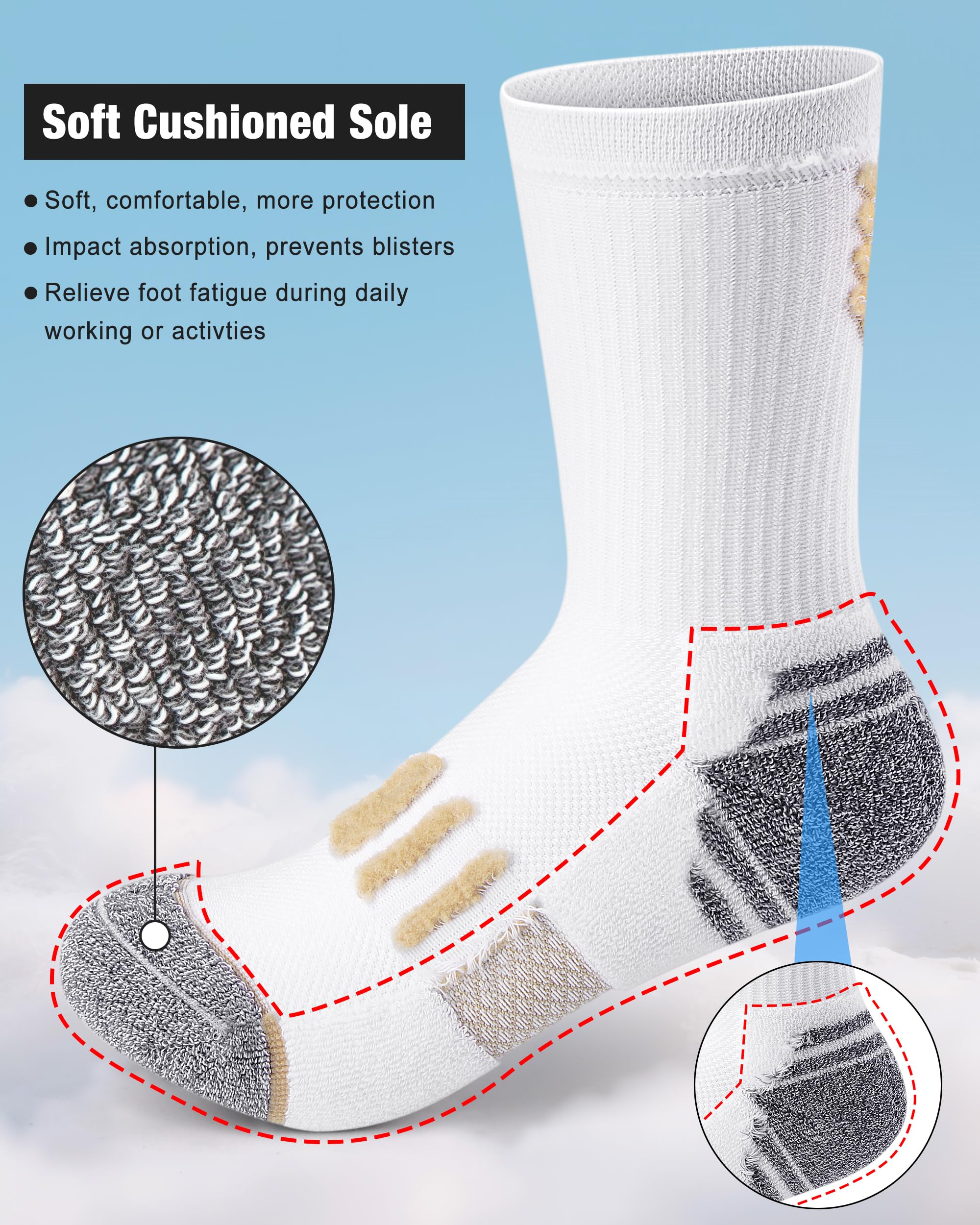 Amutost Crew Socks - Calcetines acolchados para mujer, 5 pares