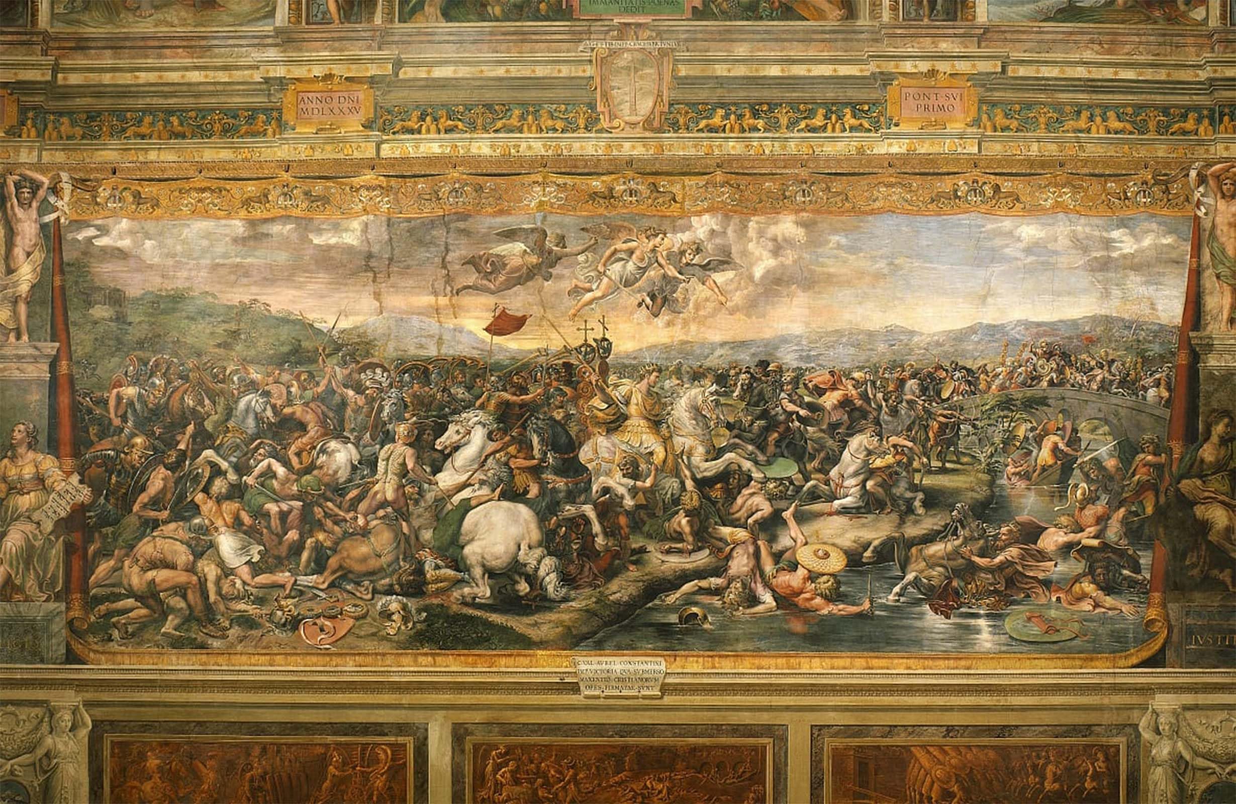ARTXLXXBN Famous Painting Canvas Artwork Graffiti Print Battle of Milvian Bridge by Giulio Romano Portrait Canvas Image for Home Decor 60x90cm
