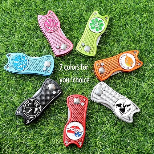 Miniatura 6 de CoverMay Juego de herramientas de reparación de divisiones de golf plegables y marcadores de pelota de golf