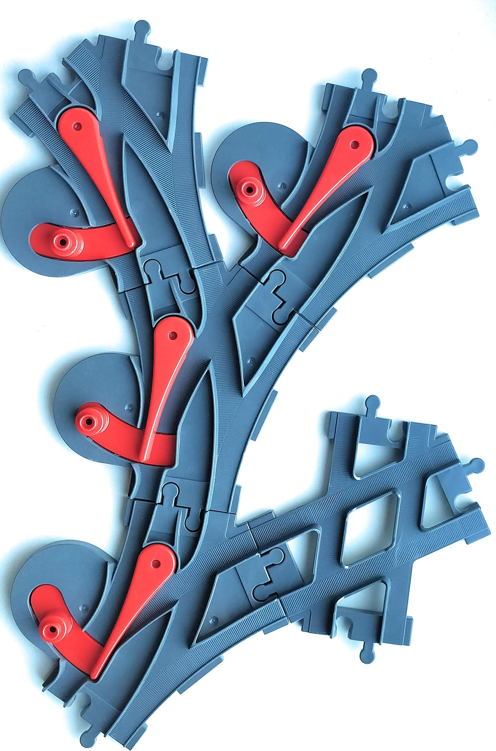 Aliris 4 Switch Points - 1 Rail Cross - Dark Grey - Compatible with Leading Brand Train Tracks Building Bricks